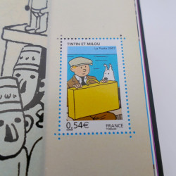 Le timbre voyage avec TINTIN - livre timbrés de luxe. Rare.