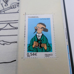 Le timbre voyage avec TINTIN - livre timbrés de luxe. Rare.