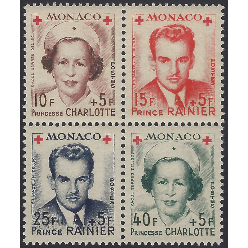 Croix-Rouge timbres de Monaco N°334A-337A série neuf**.