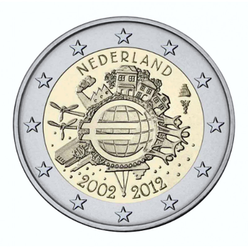 2 euros commémorative Pays-Bas 2012 - 10 ans de l'Euro.