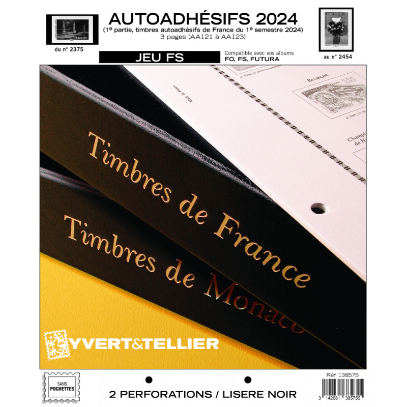 Jeux FS France timbres autoadhésifs 2024 premier semestre.