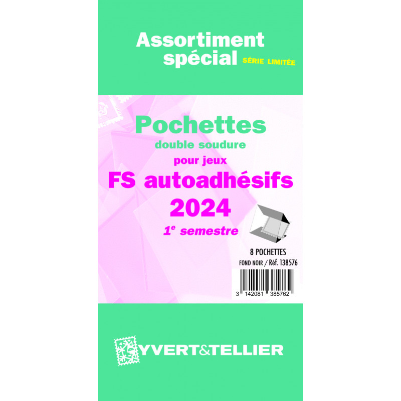 Assortiment de pochettes pour jeux timbres autoadhésifs FO/FS 2024 premier semestre.