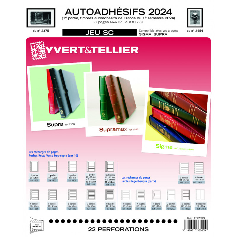 Jeux SC France timbres autoadhésifs 2024 premier semestre.