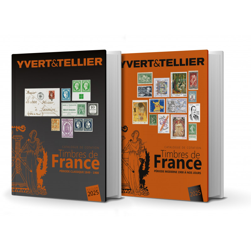 Catalogue de cotation timbres de France 2025 Yvert et Tellier en 2 tomes.