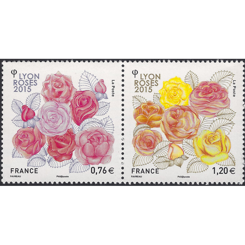 Sociétés des roses timbres de France N°4957-4958 diptyque neuf**.