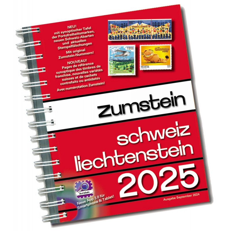 Catalogue Zumstein timbres de Suisse-Liechtenstein 2025, version spirale.