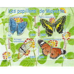 Les papillons timbres de Mayotte N°154-157 série neuf**.