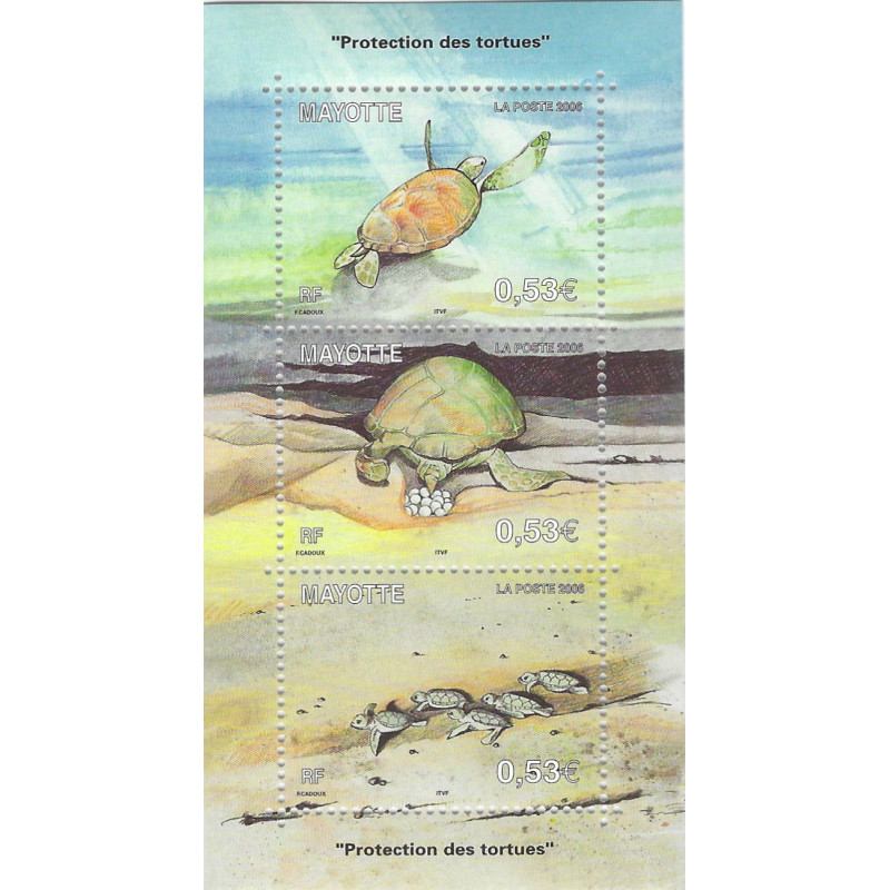 Les tortues marines timbres de Mayotte N°184-186 série neuf**.