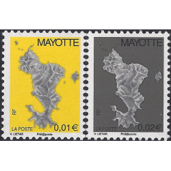 Carte de l'ile timbres de Mayotte N°150a-151a série neuf**.