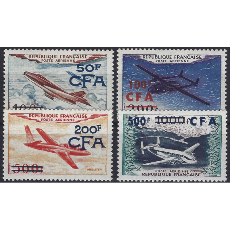 La Réunion surcharge CFA timbres poste aérienne N°52-55 série neuf**.