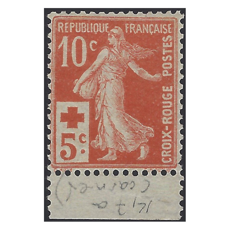 Croix-Rouge timbre de France N°147b issu de carnet neuf**.