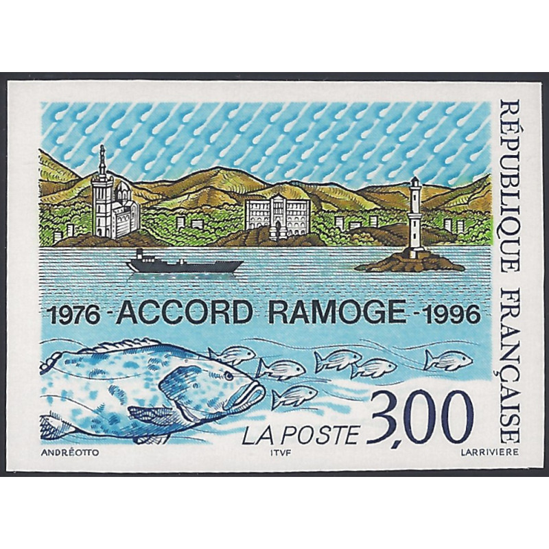 Accord RAMOGE timbre de France N°3003a non dentelé neuf**.