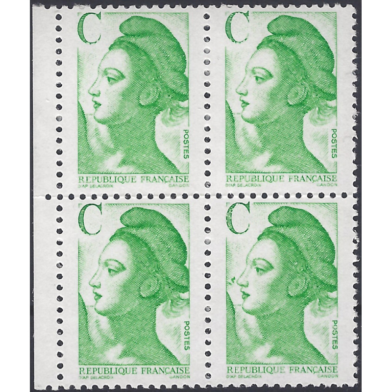 Marianne de Liberté timbre N°2615e variété dans un bloc de 4 neuf**.