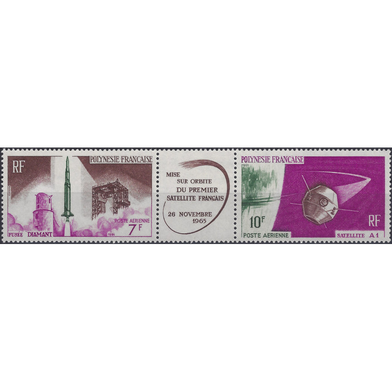 Fusée Diamant - Satellite A1 timbres poste aérienne de Polynésie Française N°18A neuf**.