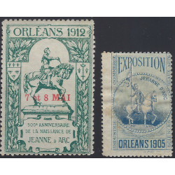 Lot de 2 vignettes Jeanne d'Arc Orléans 1905-1912.