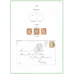 Lot de timbres classiques de France 1853-1875 sur feuilles d'album.