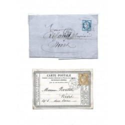 Lot de timbres classiques de France 1853-1875 sur feuilles d'album.