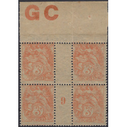 Type Blanc timbre de France N°109 bloc millésime avec manchette GC neuf**.