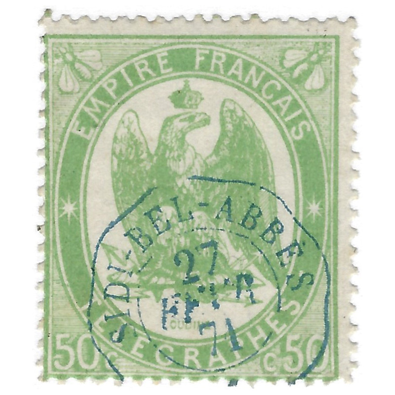 Timbre-télégraphe de France N°6 oblitéré Sidi Bel Abbés 1871.