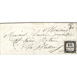 Timbre-taxe N°2A oblitéré sur pli pour Mussey 1860.