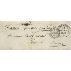 Lettre de Saint Pierre et Miquelon pour Péronne 1859.