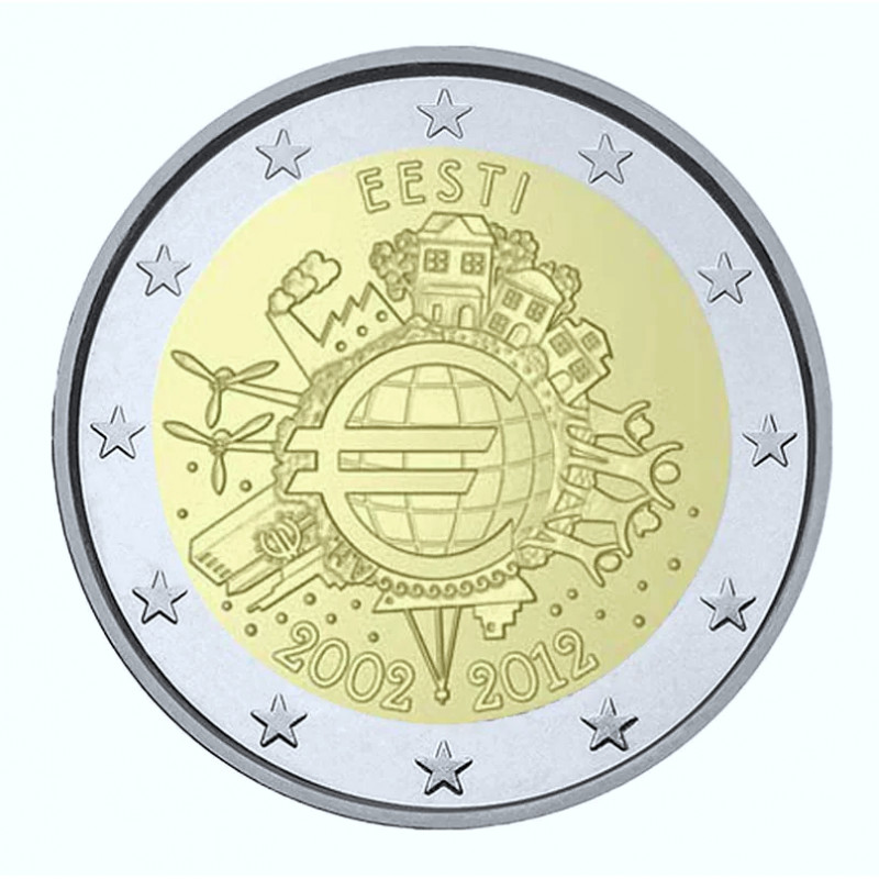 2 euros commémorative Estonie 2012 - 10 ans de l'euro.