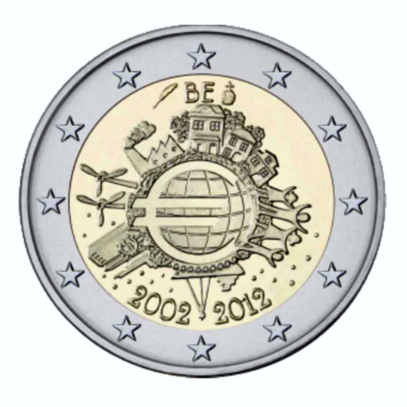 2 euros commémorative Belgique 2012 - 10 ans de l'Euro.