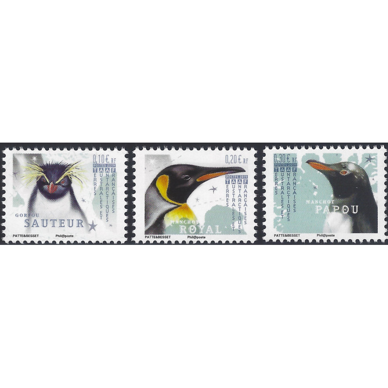 Oiseaux et manchots timbres de T.A.A.F. N°904-906 série neuf**.