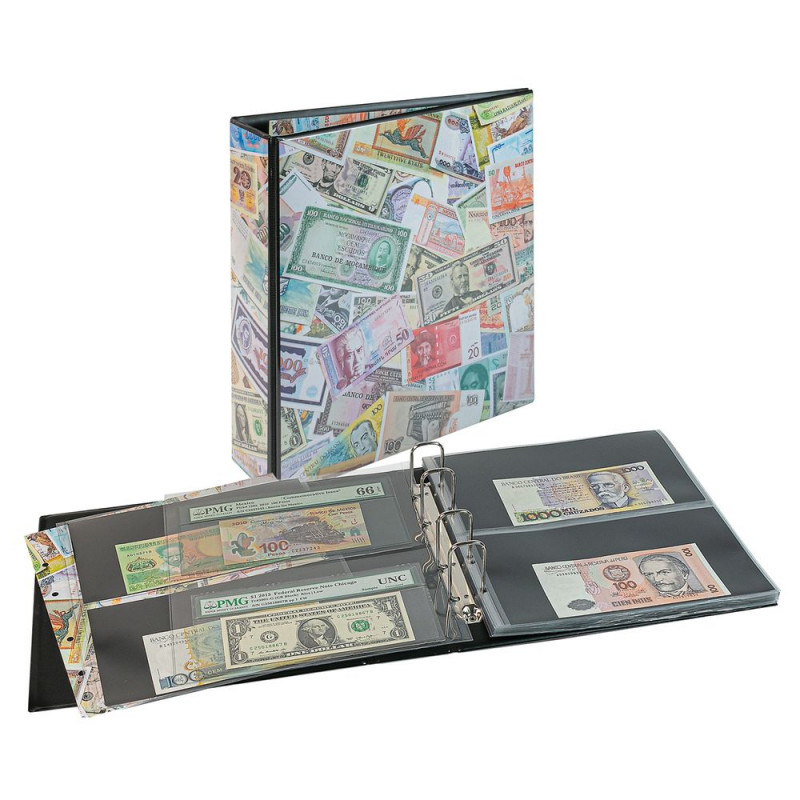 Reliure Multi Big Lindner garni de 20 feuilles pour billets de banque.