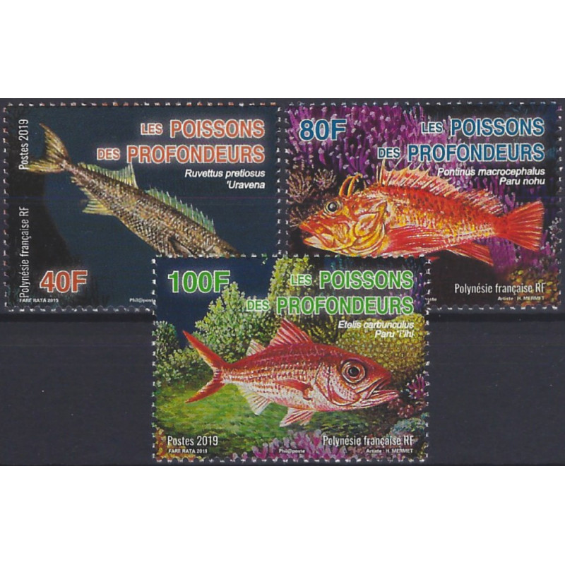 Poissons des profondeurs timbres Polynésie Française N°1228-1230 série neuf**.