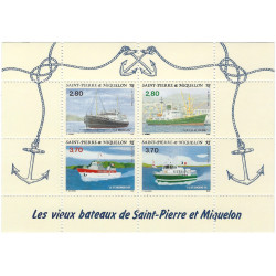 Bloc-feuillet de timbres Saint Pierre et Miquelon N°4 - Les vieux bateaux.