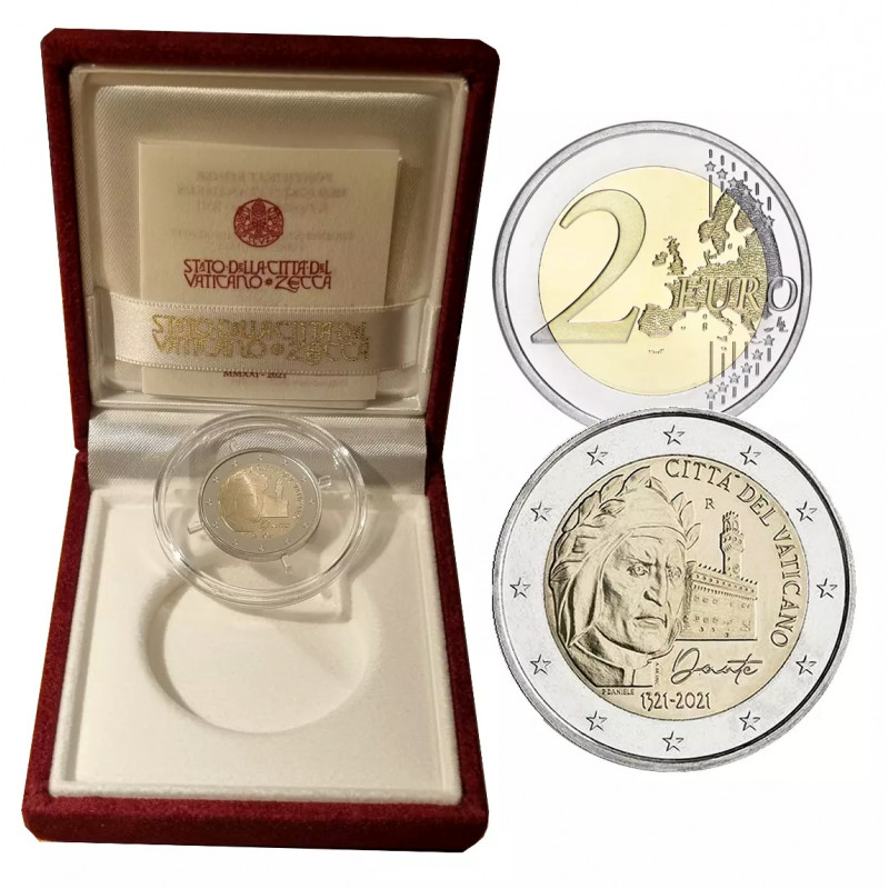 2 euros Vatican 2021 - Dante Alighieri en coffret BE.