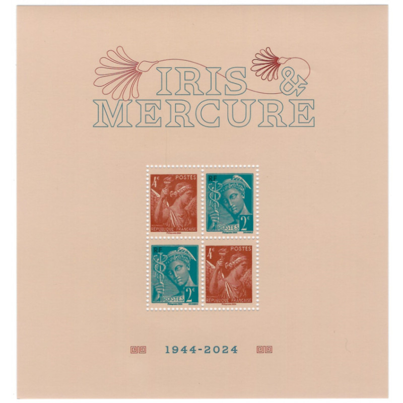 Feuillet de 4 timbres Iris Mercure - Salon d'Automne 2024 neuf**.