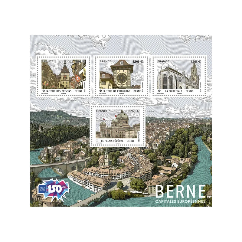 Feuillet de 4 timbres Capitales Européennes Berne neuf**.