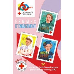 Feuillet de 3 timbres Croix-Rouge Femmes d'engagement neuf**.