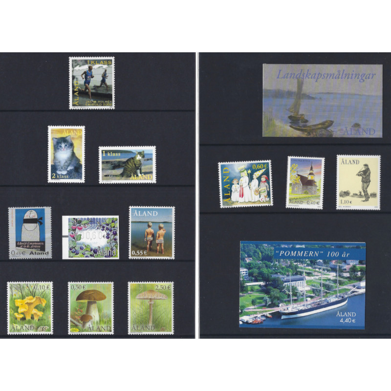 Åland année complète de timbres émis en 2003, neufs**.