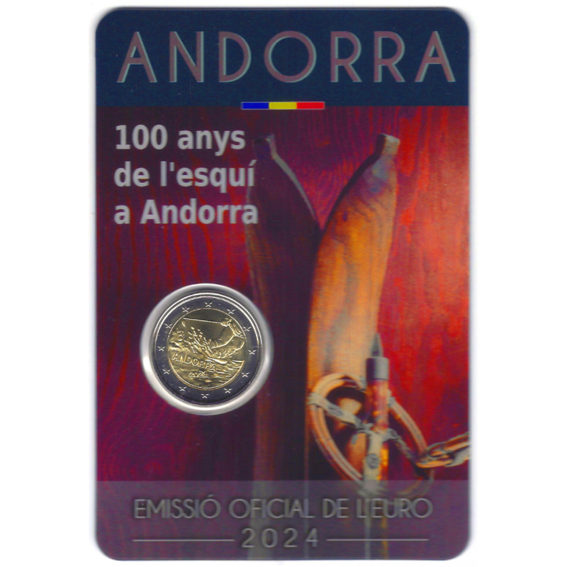 2 euros commémorative Andorre 2024 BU - 100 ans du Ski.