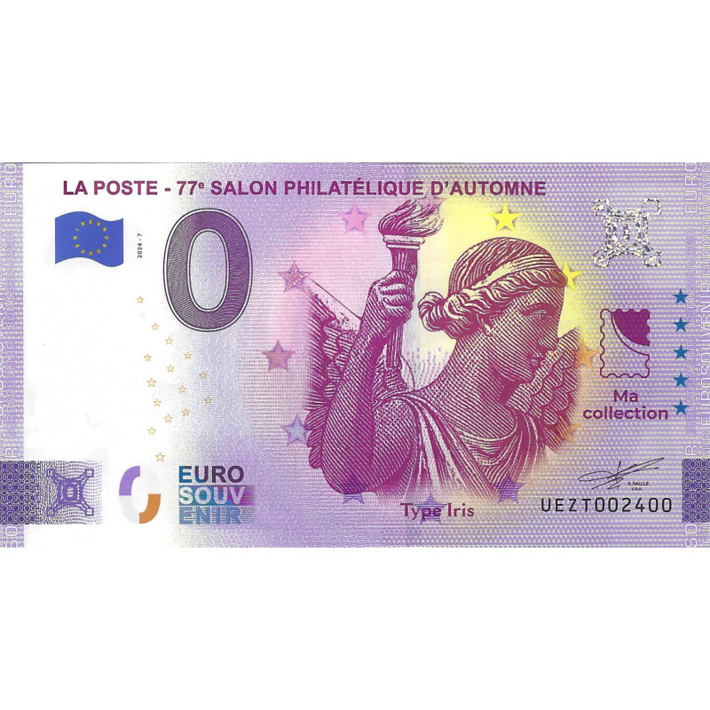 Billet Euro souvenir type Iris Paris 2024.