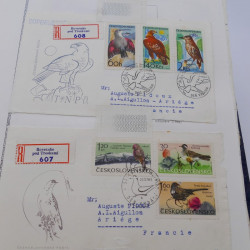 Vrac de timbres du monde neufs et oblitérés en un carton.