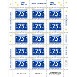 Timbre Conseil de l'Europe - 75 ans en feuillet de France N°F8 neuf**.