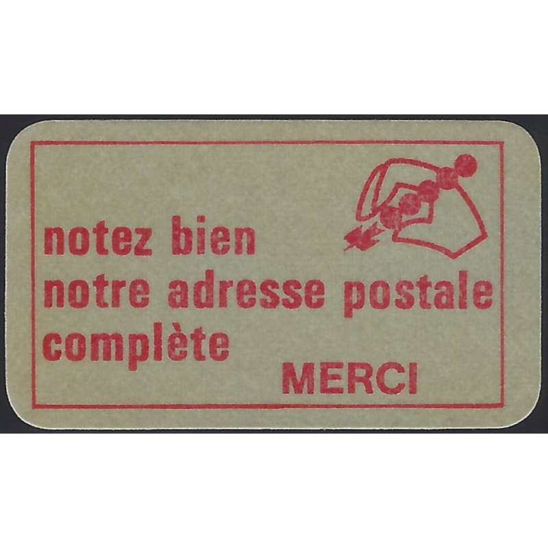 Vignette de propagande Adresse Postale autoadhésif.