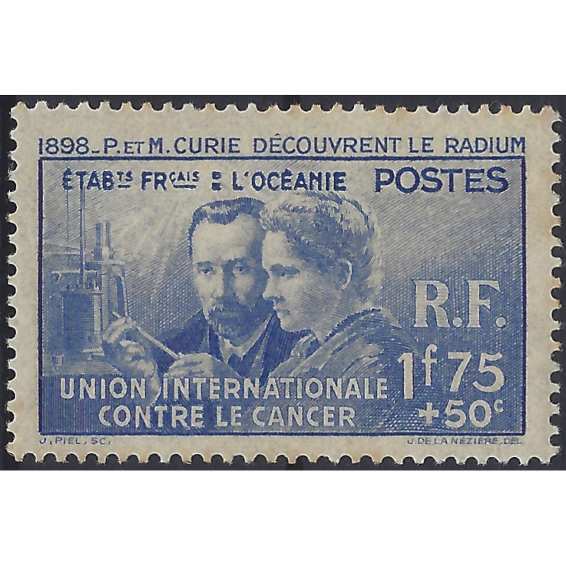 Océanie Française timbre N°127 Pierre et Marie Curie neuf*.