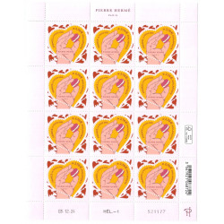 Saint Valentin - Feuillet de 12 timbres Cœur Hermé olfactifs LV 100gr neuf**.