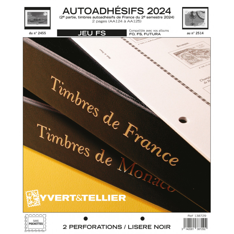 Jeux FS France timbres autoadhésifs 2024 deuxième semestre.