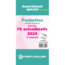 Assortiment de pochettes pour jeux timbres autoadhésifs FO/FS 2024 deuxième semestre.