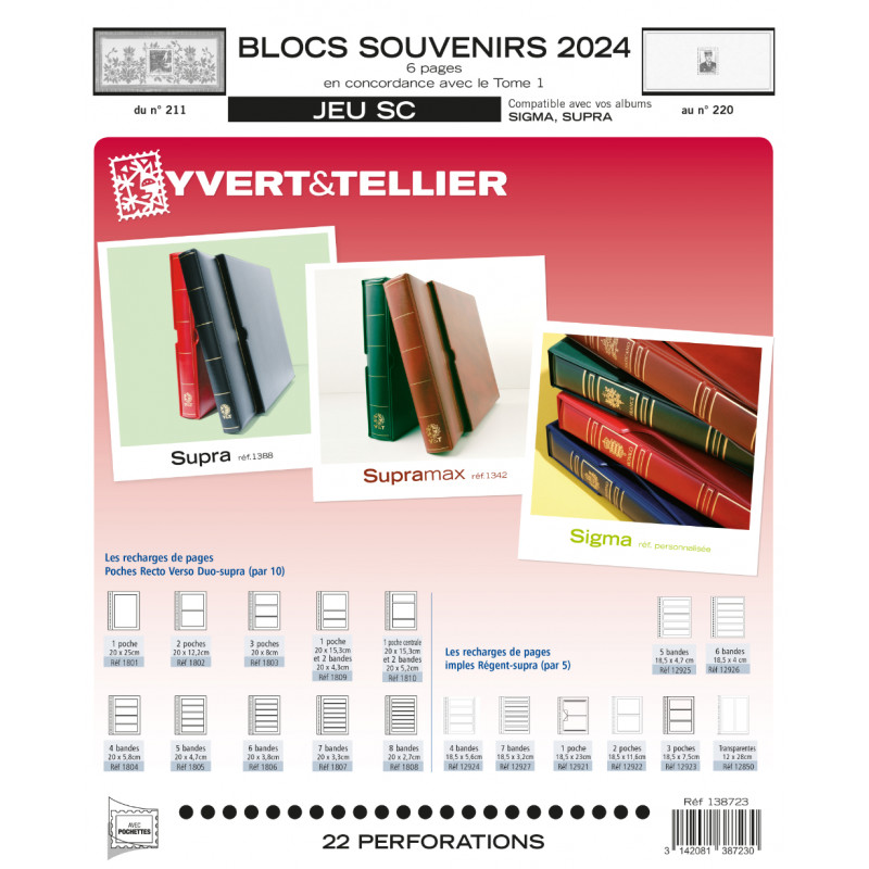 Jeux SC France blocs souvenirs 2024 avec pochettes de protection.