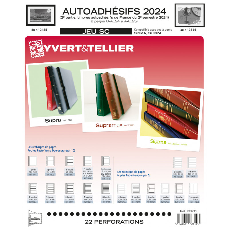 Jeux SC France timbres autoadhésifs 2024 deuxième semestre.