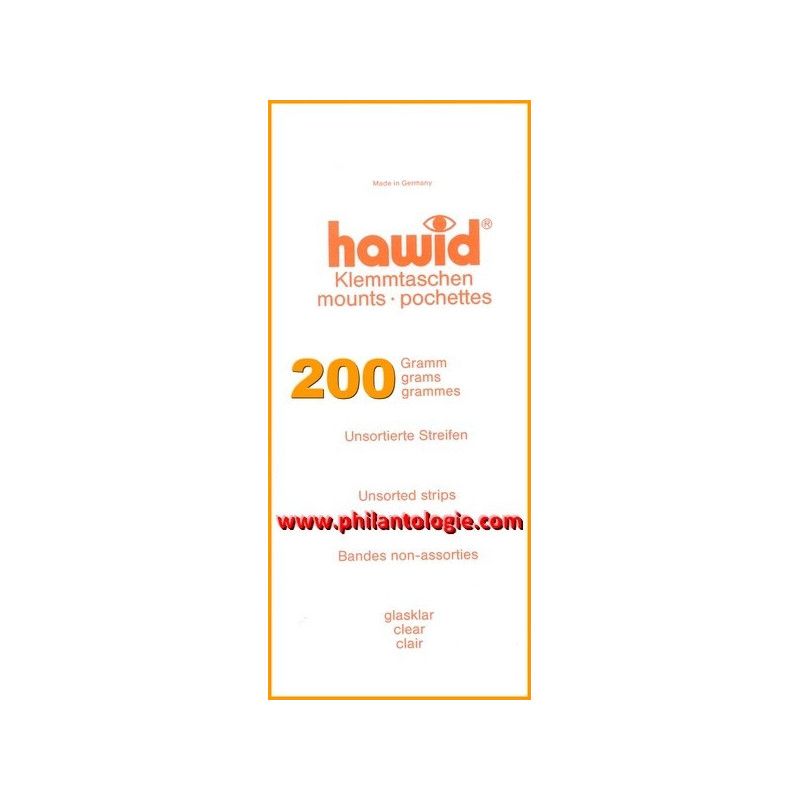 Assortiment de 200 grammes bandes transparentes Hawid pour timbres.