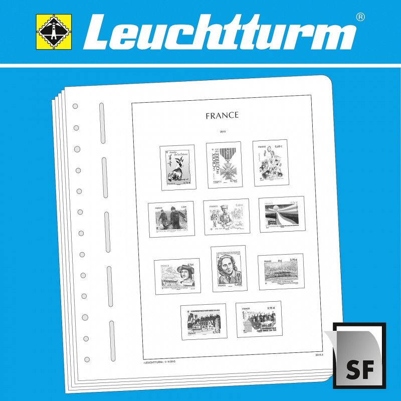 Feuilles préimprimées Leuchtturm France timbres autoadhésifs 2009-2023.