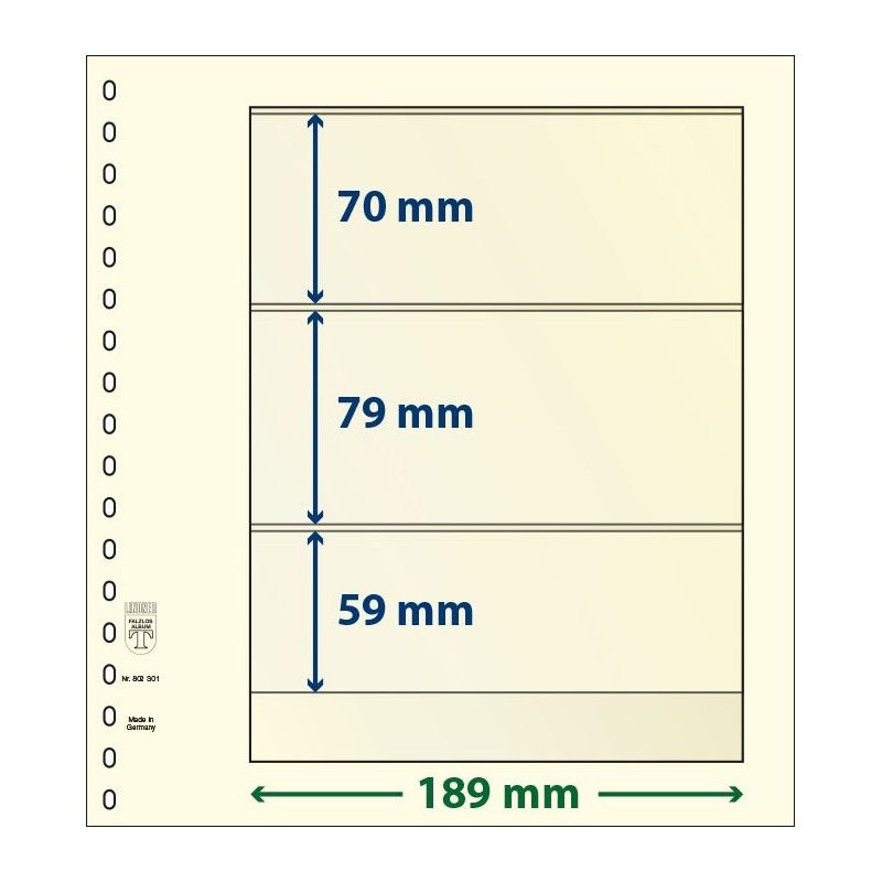 Feuille neutre Lindner-T à 3 bandes. (802 301)